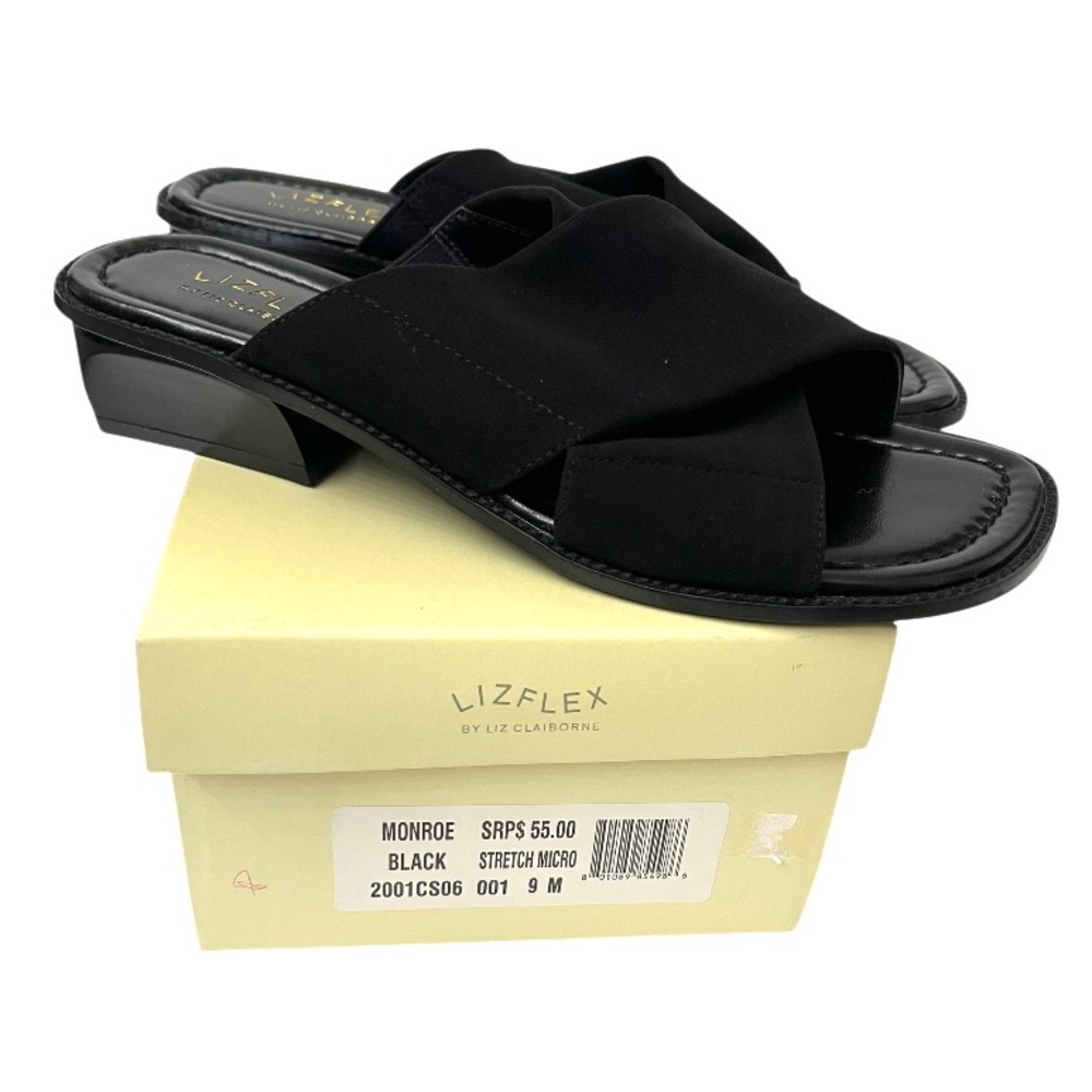 🖤 NEW Liz Claiborne Black Mules with Cross-Strap Design - Women’s 9